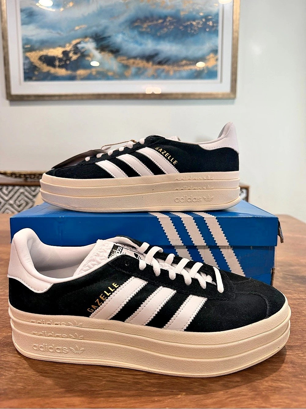 Adidas Gazelle Bold Platform W Sneakers Black White-Size 8.5W/7M BNIB